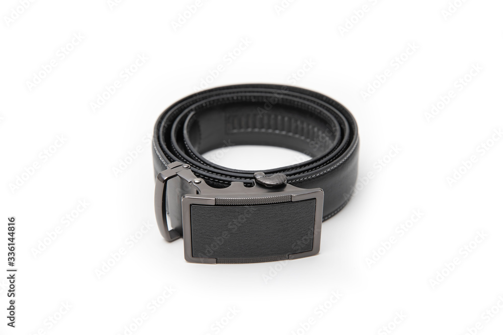 Black men's leather belt isolated on white background. Black men's leather belt isolated on white background.