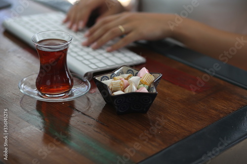 tea and sugar on the work table