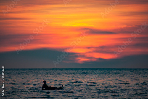 silhouette of a man on a beautiful sunset © Ekaterina Shvaygert
