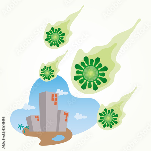Illustration Vector Graphic of Corona Virus Attack with Meteor Concept