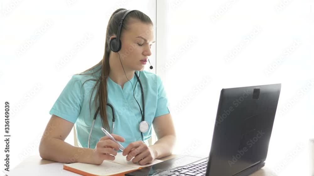 Telemedicine. Doctor remotely consults the patient. Telemedicine. Doctor remotely consults the patient.
