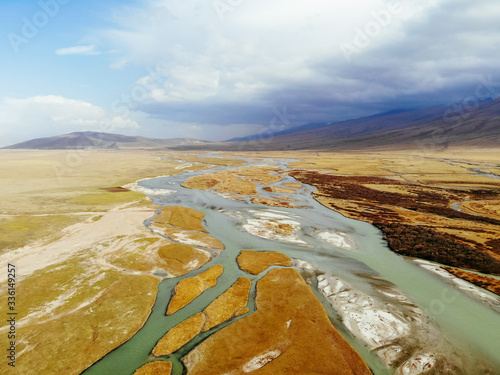 Aerial view of Bayanbulak Grassland National Nature Reserve photo