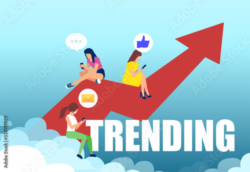 Vector of bloggers posting trending topics content on social network
