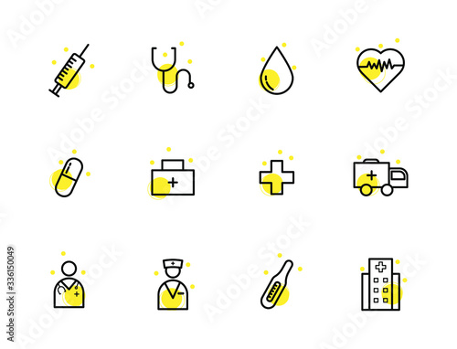 Medical line icons. Stroke vector elements for trendy and modern design. Vector line icons isolated on a white background. Vector illustration.