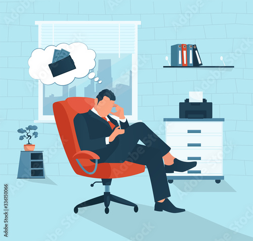 Vector of a sad businessman having financial problem