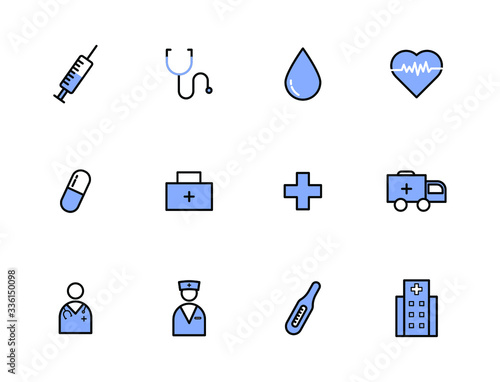 Medical line icons. Stroke vector elements for trendy and modern design. Vector line icons isolated on a white background. Vector illustration.