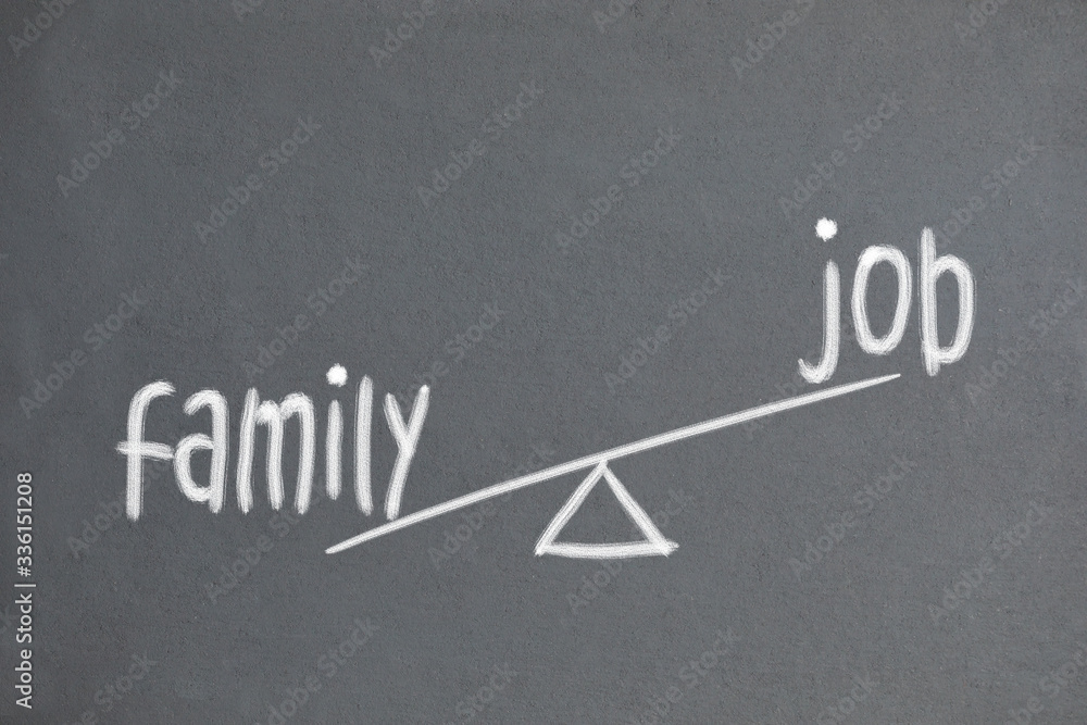 Fototapeta premium family and job choice on chalkboard