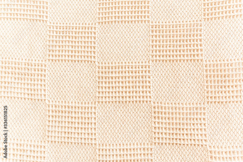 Fototapeta Beige textile texture background with waves and squares