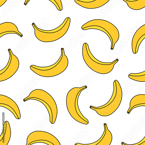 Seamless banana pattern design in vector. Banana background. Tropical fruit pattern.