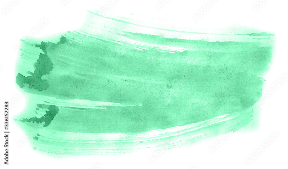Abstract watercolor background hand-drawn on paper. Volumetric smoke elements. Green color. For design, web, card, text, decoration, surfaces. Abstract watercolor background hand-drawn on paper. Volumetric smoke elements. Green color. For design, web, card, text, decoration, surfaces.