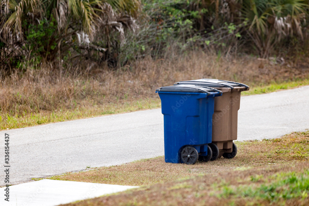 garbage bins were pushed to the front on garbage disposal day garbage bins were pushed to the front on garbage disposal day