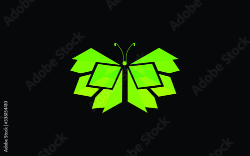 polygon butterfly with green colour 