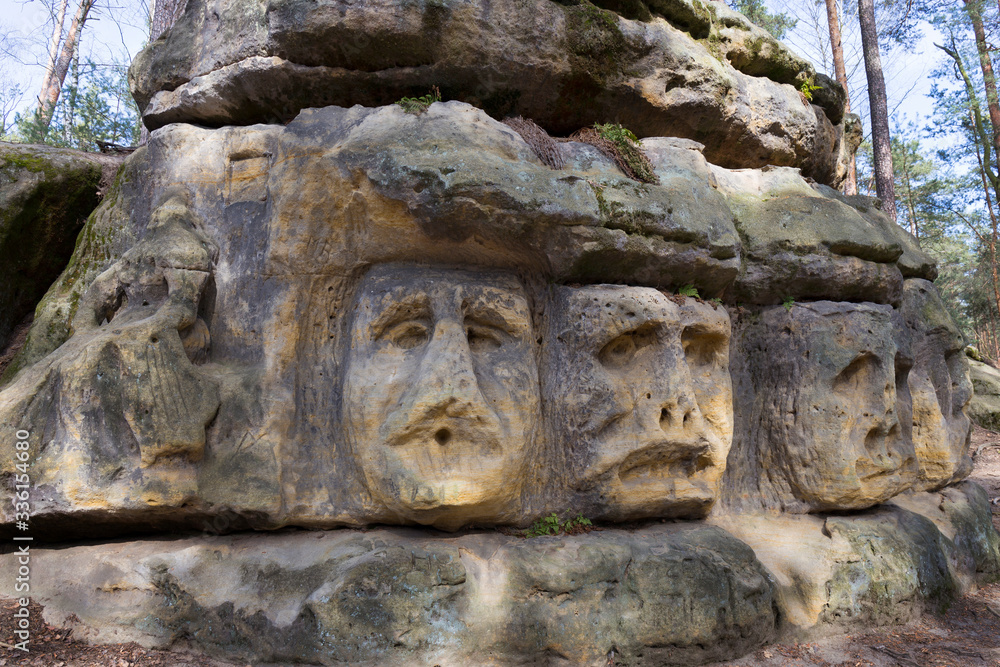 Monument sandstone sculptures from 19th century in northern Bohemia, Libechov, Czech Republic