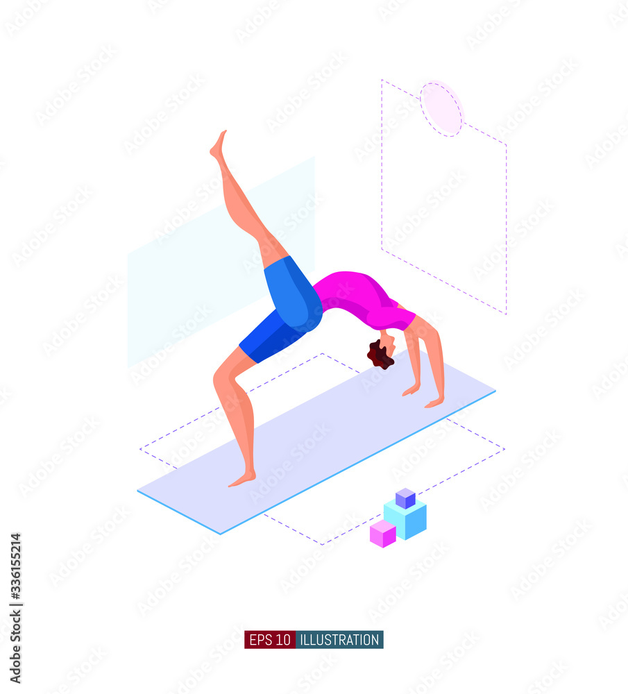 Trendy flat illustration. Man doing yoga. Activity. Fitness. Yoga poses. Life style. Template for your design works. Vector graphics.