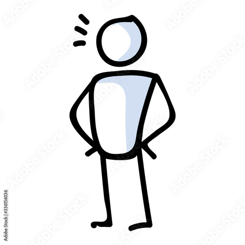 Self assured condifent stick figure lineart icon. Achievement through effort. Self confidence esteem pictogram for leadership vector illustration. Successful pose stickman. photo