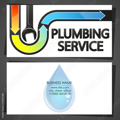 Service and repair of plumbing and water systems business card concept