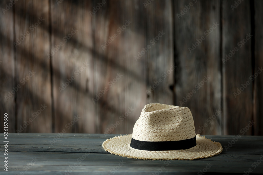 Summer background of free space for your decoration and bag with hat on board. Summer background of free space for your decoration and bag with hat on board.