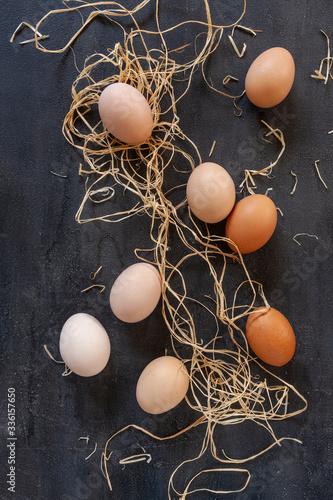 Close-up of Fresh Farm Chicken Eggs