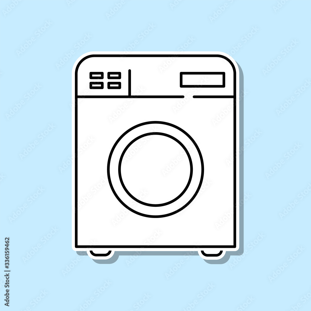Washer sticker icon. Simple thin line, outline vector of kitchen icons for ui and ux, website or mobile application Washer sticker icon. Simple thin line, outline vector of kitchen icons for ui and ux, website or mobile application