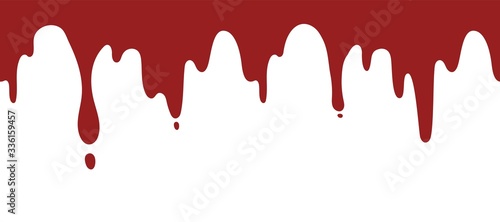Paint dripping background. Isolated current red ink or blood vector seamless pattern. Paint liquid splash, blob leak, fluid trickle blood illustration photo