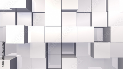 Geometric Box Block Wall Bump 3D illustration abstract background
