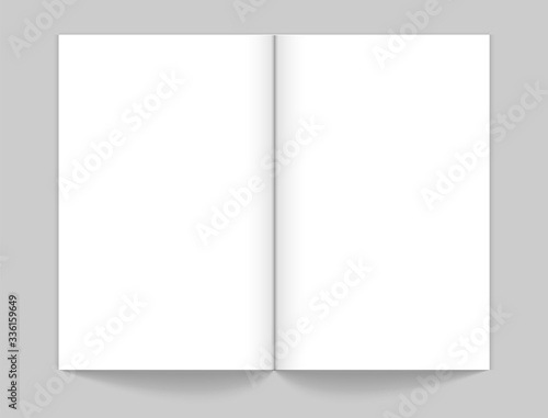 Realistic open magazine mockup. White empty book. Sketchbook, notebook or planner with blank pages vector illustration. Blank paper white, magazine page, empty catalog