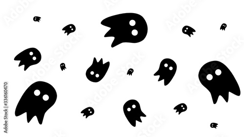 black and white background with ghosts