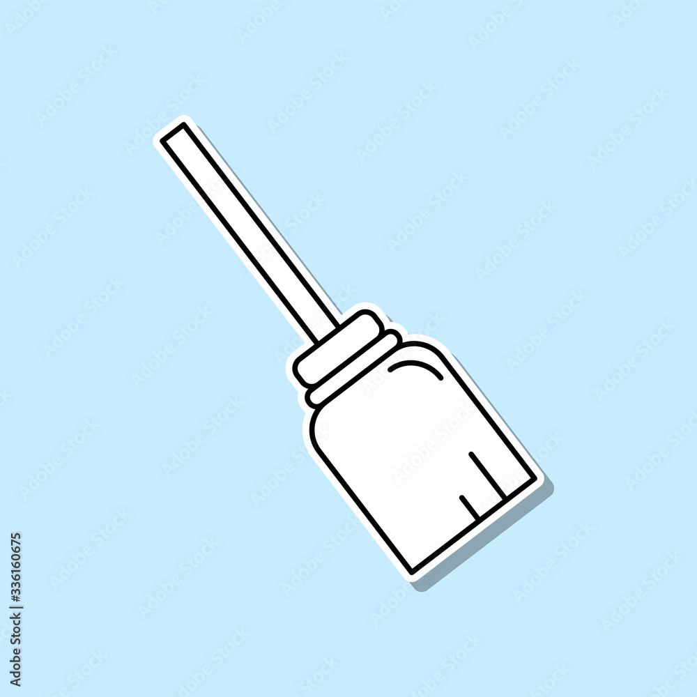 Broom sticker icon. Simple thin line, outline vector of halloween icons for ui and ux, website or mobile application Broom sticker icon. Simple thin line, outline vector of halloween icons for ui and ux, website or mobile application