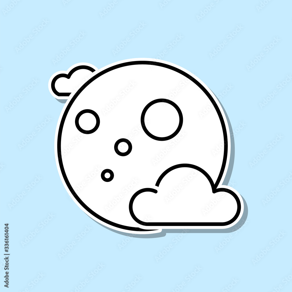 Halloween moon sticker icon. Simple thin line, outline vector of halloween icons for ui and ux, website or mobile application Halloween moon sticker icon. Simple thin line, outline vector of halloween icons for ui and ux, website or mobile application