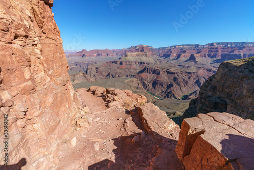 hiking the south kaibab trail at skeleton point in grand canyon national park, arizona, usa