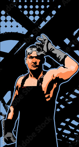 Industrial worker. Vector design template. The smith.
