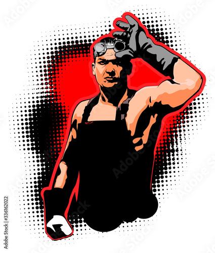 Industrial worker. Vector design template. The smith.