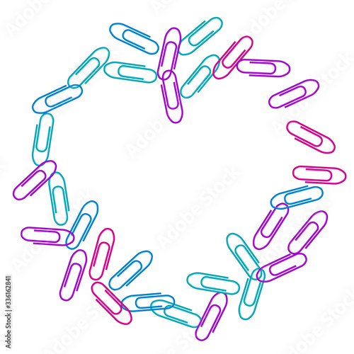 Stationary paperclips isolated on white background