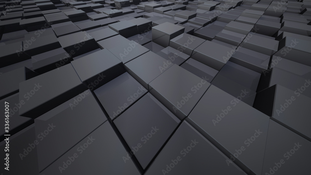 Fototapeta premium Geometric Box Block Wall Bump 3D illustration abstract background 