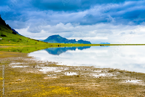 Beautiful rugged Iceland Fjord seascape photo