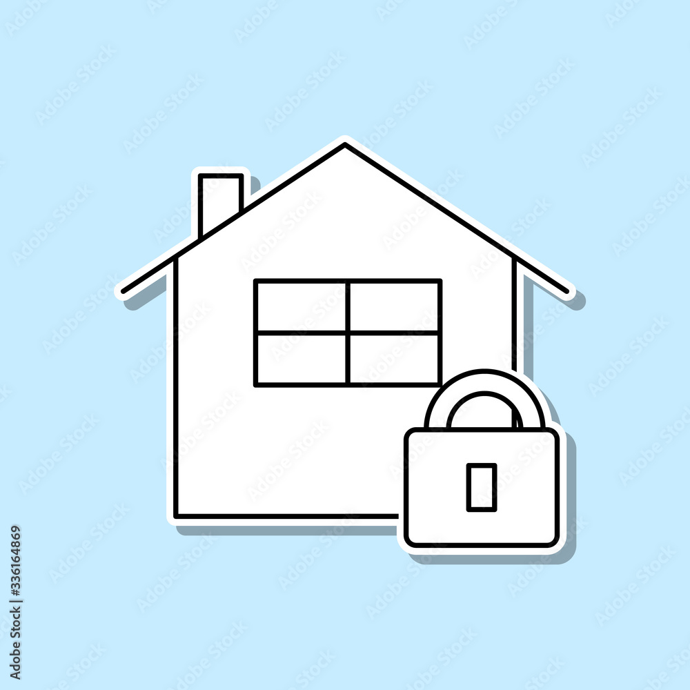 Vector home lock sticker icon. Simple thin line, outline vector of real estate icons for ui and ux, website or mobile application Vector home lock sticker icon. Simple thin line, outline vector of real estate icons for ui and ux, website or mobile application