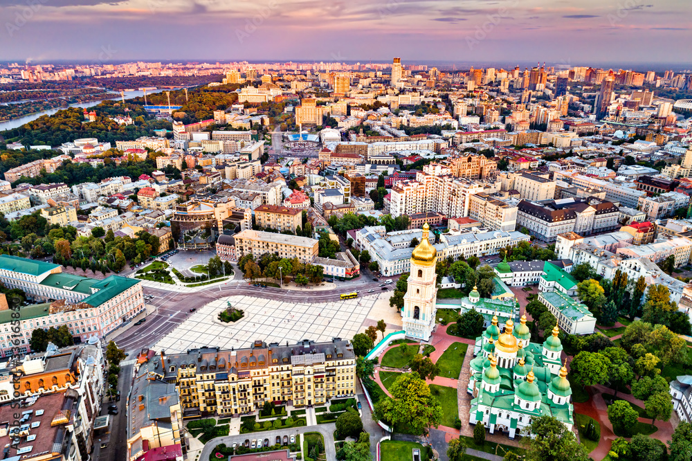 Aerial view of Saint Sophia Cathedral in Kiev, Ukraine