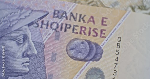 Close up of Albanian LEK. Albania national currency photo