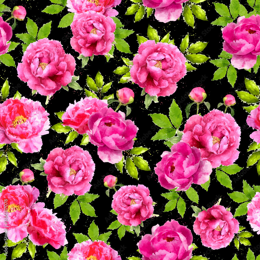 Seamless peonies vector background Seamless peonies vector background