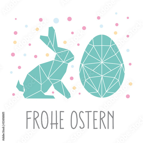 Ostergrußkarte mit Osterhase und Osterei - Pastellfarben