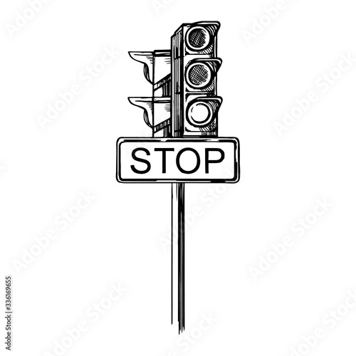 Traffic light with traffic signs.