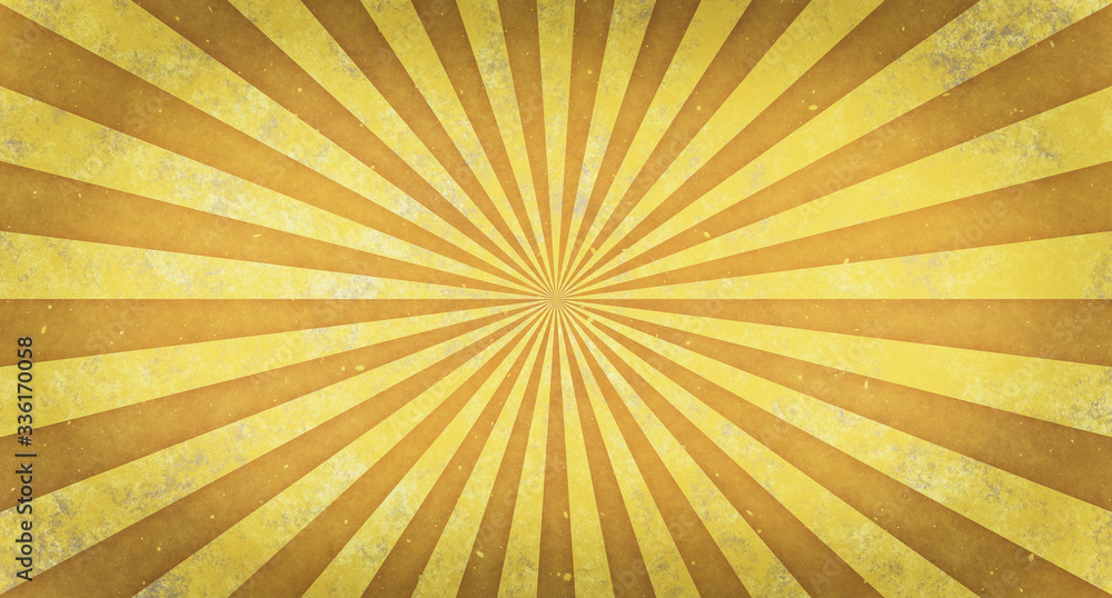 Fototapeta premium Sunburst yellow grunge vintage design background.Retro texture with abstract yellow rays.