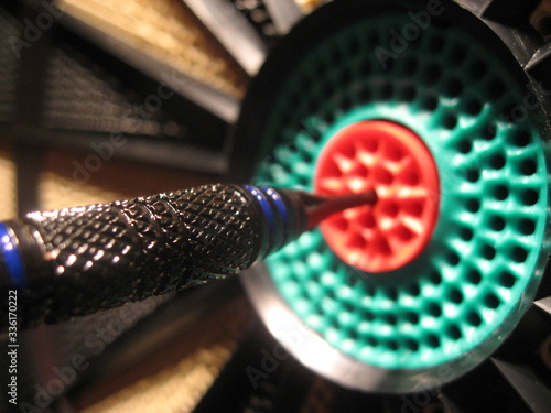 dart in the center of the dartboard