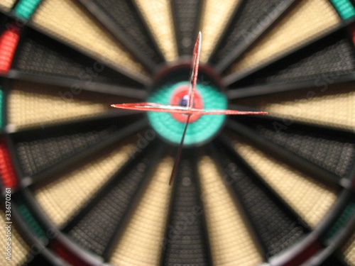 dart in the center of the dartboard