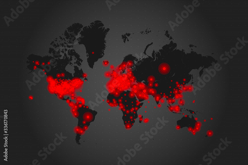 Coronavirus Pandemic World Map. COVID-19 Global Outbreak Heatmap photo