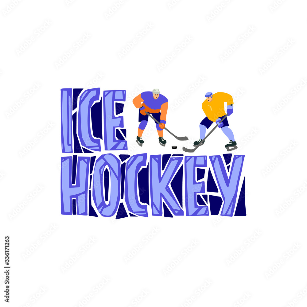 Ice hockey. Young mans plays a hockey game. Ice hockey. Young mans plays a hockey game.