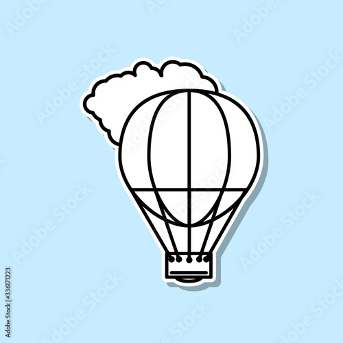 Aerostat sticker icon. Simple thin line, outline vector of Turizm icons for ui and ux, website or mobile application on blue background