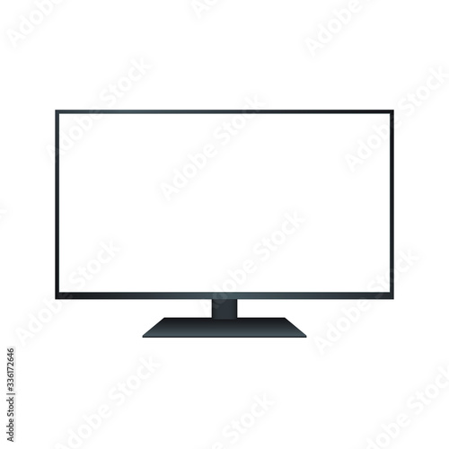 4K tv flat screen. vector realistic illustration. white blank tv mockup