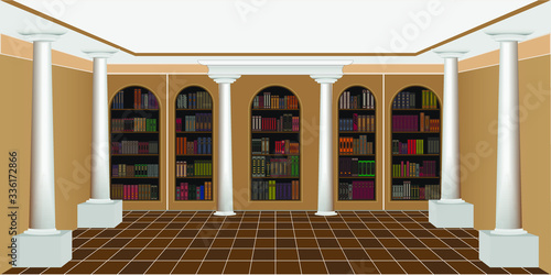 interior of a spacious library or living room