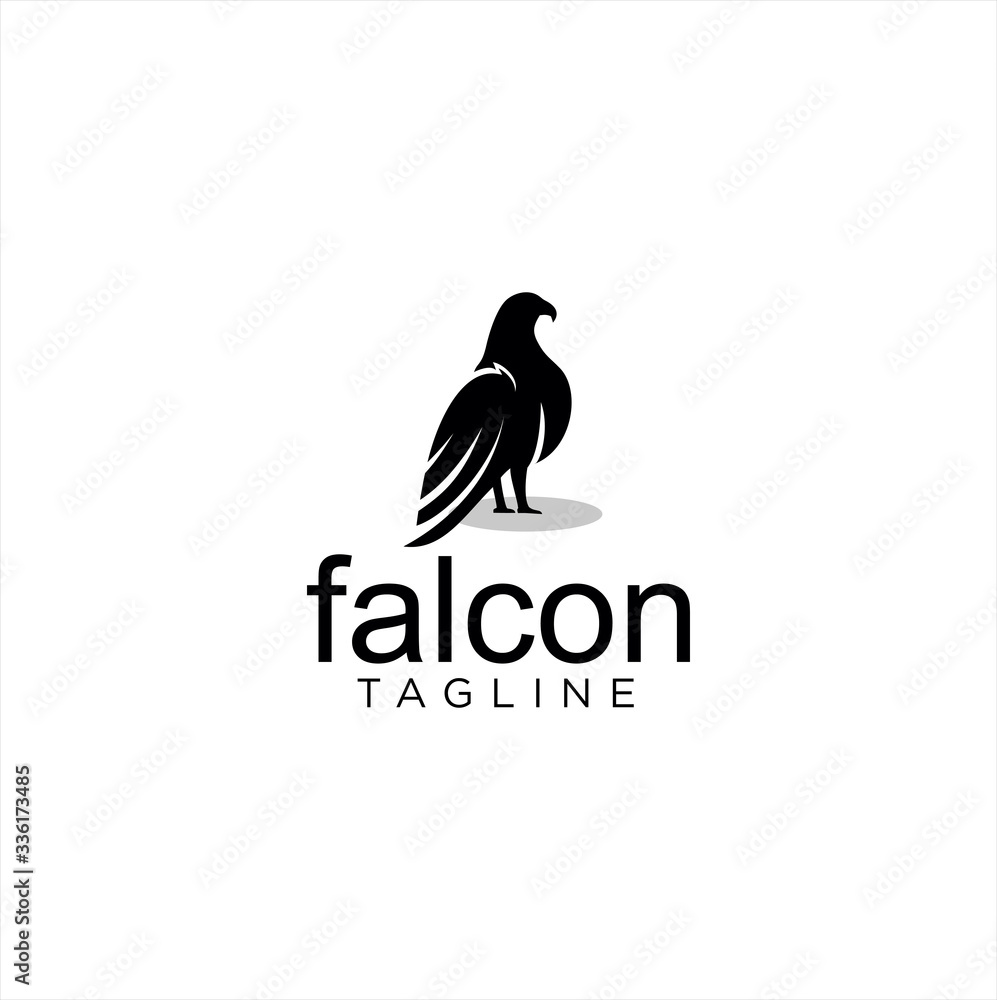 Falcon Logo silhouette Design Vector Stock . Design Eagle Bird Logo Template vector icon. Black Bird Logo Design Template Falcon Logo silhouette Design Vector Stock . Design Eagle Bird Logo Template vector icon. Black Bird Logo Design Template